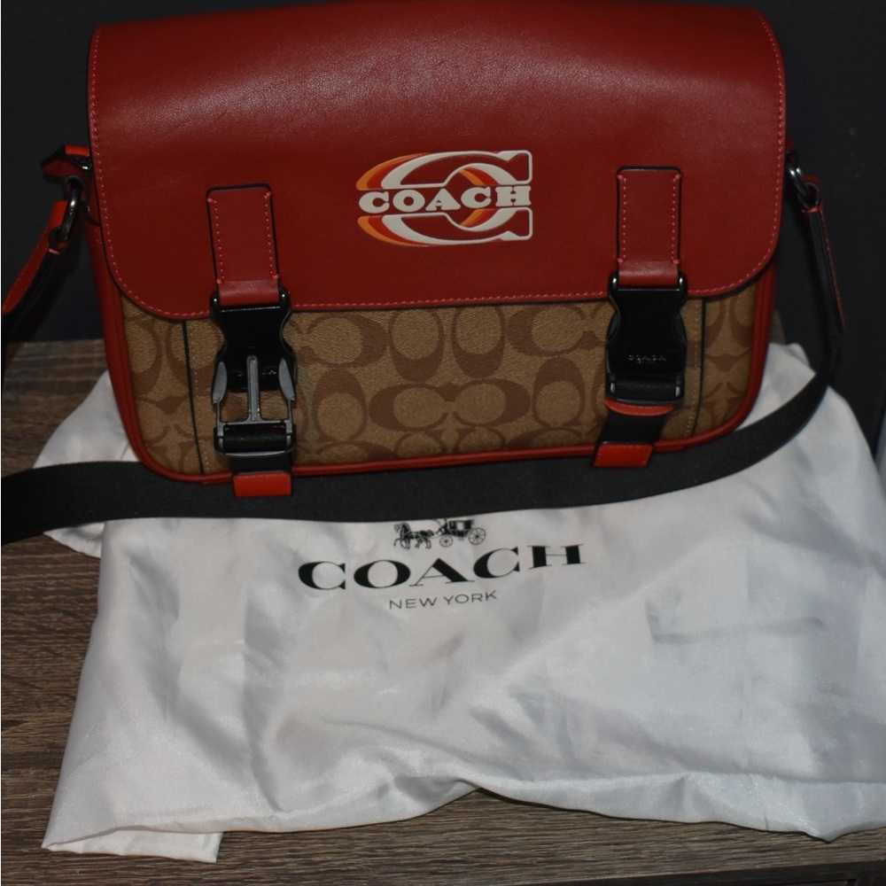 Coach Red and Brown Shoulder Bag